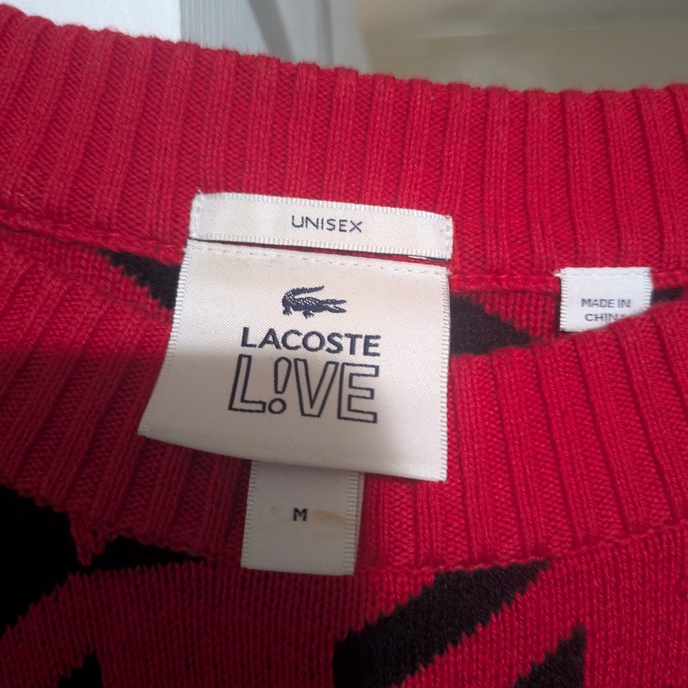 Lacoste Men's Sweater in Red and Black Houndstooth - Picture 2 of 4